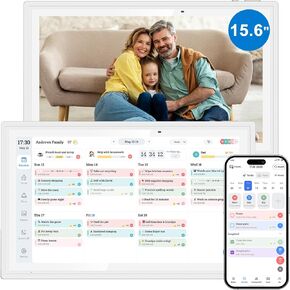 15.6 Inch Digital Calendar Wall Planner Full HD Smart Touchscreen Family Planner with Chore Chart, Meal Planner, Digital Photo Frame, Electronic Calendar Wall & Desk Mountable Gifts for Mom Dad, White in Kuwait