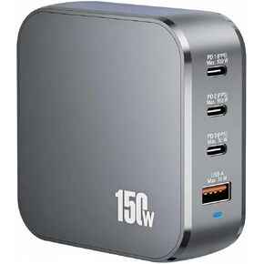 محطة شحن USB C بقدرة 150 وات - شاحن GaN USB C خفيف الوزن ومحمول من النوع C شحن سريع مع محطة شحن 4 منافذ لأجهزة متعددة in Kuwait