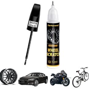 طلاء أسود غير لامع، قلم طلاء لإصلاح خدوش عجلة السيارة، لون دقيق سهل الاستخدام (أسود غير لامع) in Kuwait