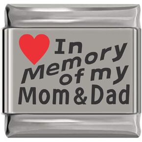 NewCharms In Memory of My Mom and Dad Red Heart Laser Engraved Charm in Kuwait