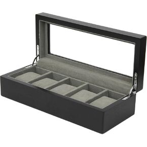 Tech Swiss 5 Watch Box Black Wood Grain XL Large Compartments High Glass Window in Kuwait