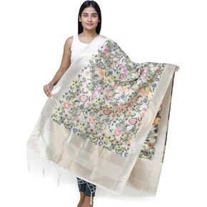 Exotic India Brocade Dupatta from Gujarat with Woven Floral Motifs All-Over in Kuwait