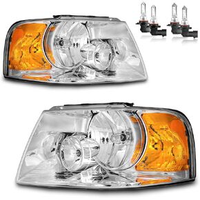 Headlights Assembly for 2003-2006 Ford Expedition Halogen Headlamp Replacement, High/Low Beam W/Bulbs, Driver&Passenger Side in Kuwait