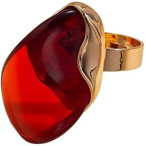 Bohemia Big Irregular Simple Puffy Resin Ring, White Red Brown Statement Acrylic Knuckle Rings for Women Vintage Y2k Aesthetic Adjustable Finger Jewelry in Kuwait