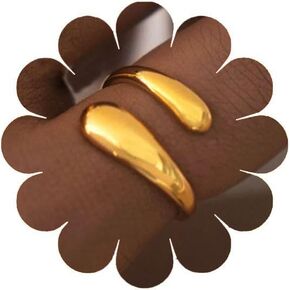 Q&D&S Gold Plated Chunky Rings Teardrop Drop Ring Silver Adjustable Thick Thumb Finger Rings for Women Men in Kuwait