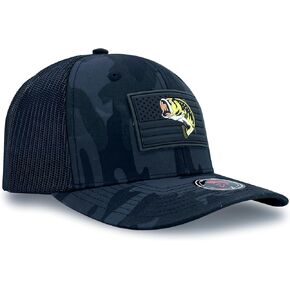 Premium Bass Fishing American Flag Hat - Mens, Womens, Outdoors, Hunting, Fishing, Patriotic in Saudi Arabia