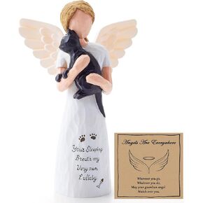 DUQGUHO هدايا تذكارية للكلاب تمثال ملاك هدايا تعاطف للحيوانات الأليفة من الراتنج شجرة الصفصاف تماثيل ملائكة الشفاء هدية للأم ديكور مكتب المنزل كلب أبيض in Kuwait