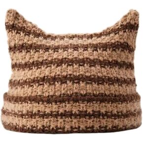 إمرأة شتاء بسط الجرونج اكسسوارات مترهل لينة قبعات صغيرة الكروشيه قبعات متماسكة الثعلب قبعة القط الأذن قبعة in Kuwait