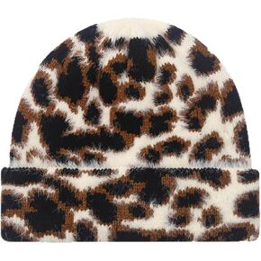 Cheetah Knit Beanie for Women – Warm Cozy Striped Zebra Animal Print Hat Trendy Casual Winter Cap Cold Weather in Saudi Arabia