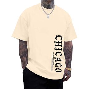 تي شيرت رجالي برسومات جرافيك مطبوع عليه شيكاغو بأكمام قصيرة وطباعة المدينة تي شيرت صيفي 100% قطن كاجوال تي شيرت للرجال in Kuwait