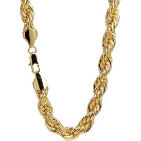 سلسلة حبل للرجال مطلية بالذهب عيار 14 قيراط هيب هوب لينك 10 مم سلسلة حبل ملتوية مكتنزة 18، ​​20، 24 و 30 بوصة مجموعة مغني الراب الذهبية الكبيرة إكسسوارات أزياء نسائية in Kuwait