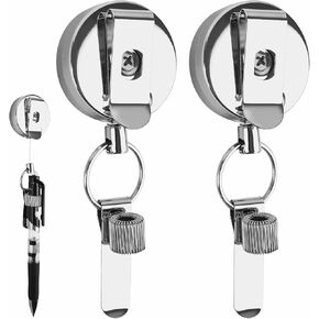 2 Pack Retractable Pull Pen Pencil Holder, 27.5'' Retractable Pen Holder Pencil Lanyard with Belt Clip and Key Ring for Carpenters, Workers, Nurses, Bricklayer, Waiter in Saudi Arabia