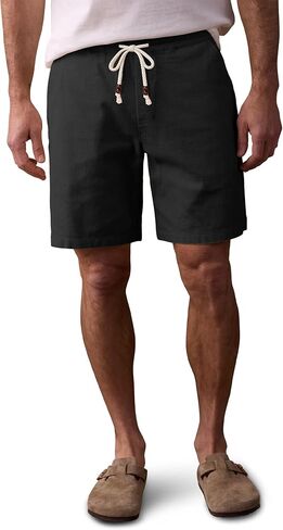 Comdecevis Linen Shorts for Men Casual Cotton 7 Inch Inseam Elastic Waist Drawstring Short Beach Shorts for Men Black L in Kuwait