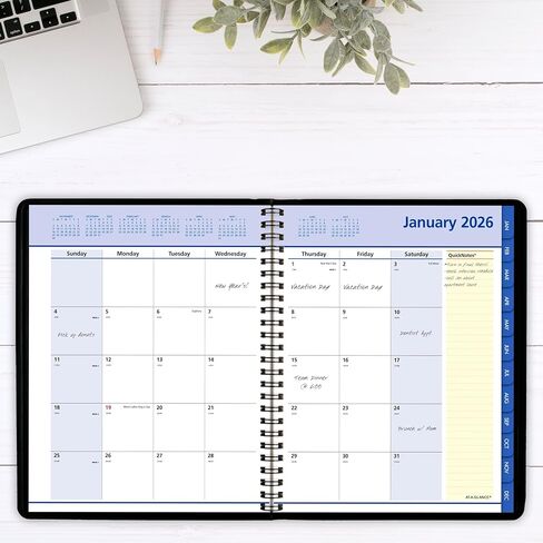 AT-A-GLANCE 2026 Appointment Book Planner, Monthly, 7" x 8-3/4", Medium, QuickNotes, Black (76080526) in Saudi Arabia