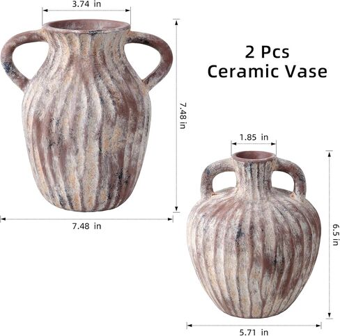 Ceramic Vases Set of 2, Flower Vase Bud Vases Small Vase for Pampas Grass Home Decor Modern Boho Living Room Bathroom Office Coffee Desk Fireplace Centerpieces Gift for Mother, Wife in Saudi Arabia