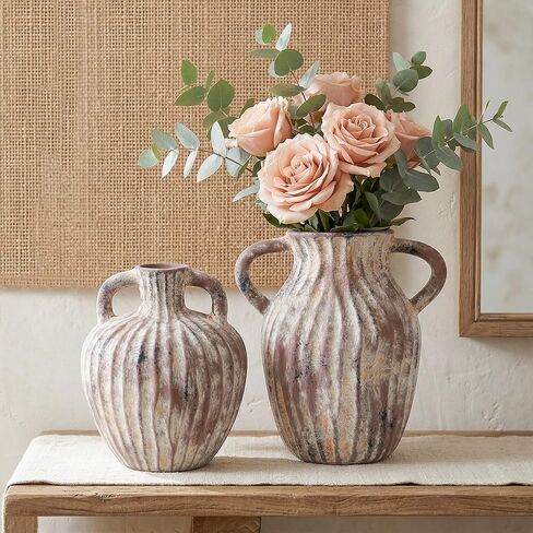 Ceramic Vases Set of 2, Flower Vase Bud Vases Small Vase for Pampas Grass Home Decor Modern Boho Living Room Bathroom Office Coffee Desk Fireplace Centerpieces Gift for Mother, Wife in Saudi Arabia