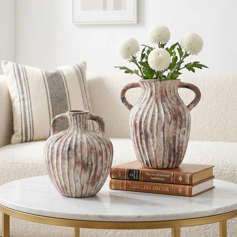 Ceramic Vases Set of 2, Flower Vase Bud Vases Small Vase for Pampas Grass Home Decor Modern Boho Living Room Bathroom Office Coffee Desk Fireplace Centerpieces Gift for Mother, Wife in Saudi Arabia