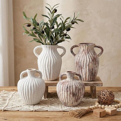 Ceramic Vases Set of 2, Flower Vase Bud Vases Small Vase for Pampas Grass Home Decor Modern Boho Living Room Bathroom Office Coffee Desk Fireplace Centerpieces Gift for Mother, Wife in Saudi Arabia