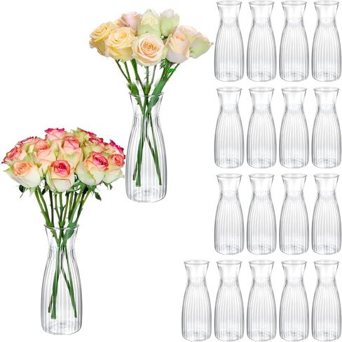 20Pcs Plastic Bud Vases Small Plastic Vases in Bulk, Clear Container for Flowers Height Shatterproof Bud Vase Wedding Centerpieces for Home Decor Living Room Office Decoration, Housewarming Party Gift in Saudi Arabia