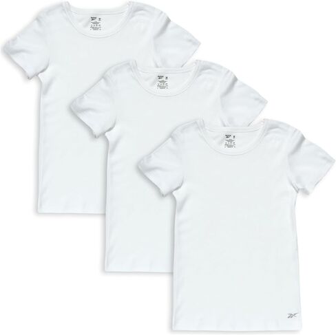 Reebok Girls' Undershirt - 3 Pack/6 Pack Cotton Short Sleeve Crew Neck White Shirt - Girls Cotton T-Shirts (Toddlers/Girls) in Saudi Arabia