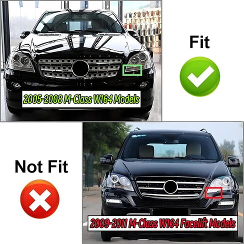 Front Bumper Upper Grill Grille Fit For 2005 2006 2007 2008 Mercedes M-Class ML350/ ML500/ ML550/ W164 Chrome AMG GT Style Replacement Parts Grid Accessories (Silver & Black) in Kuwait