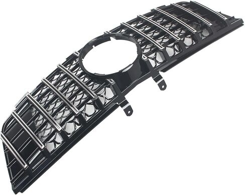 Front Bumper Upper Grill Grille Fit For 2005 2006 2007 2008 Mercedes M-Class ML350/ ML500/ ML550/ W164 Chrome AMG GT Style Replacement Parts Grid Accessories (Silver & Black) in Kuwait