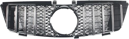 Front Bumper Upper Grill Grille Fit For 2005 2006 2007 2008 Mercedes M-Class ML350/ ML500/ ML550/ W164 Chrome AMG GT Style Replacement Parts Grid Accessories (Silver & Black) in Kuwait