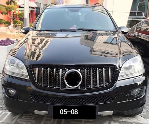 Front Bumper Upper Grill Grille Fit For 2005 2006 2007 2008 Mercedes M-Class ML350/ ML500/ ML550/ W164 Chrome AMG GT Style Replacement Parts Grid Accessories (Silver & Black) in Kuwait