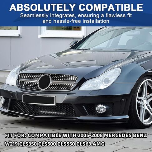 Front Grill Grille for 2005-2008 Mercedes Benz W219 CLS-Class CLS350 CLS500 CLS550 CLS63 AMG CLS55 AMG Sivler Front Bumper Grill Direct Fit Replacement ABS Plastic No Modification Required in Kuwait