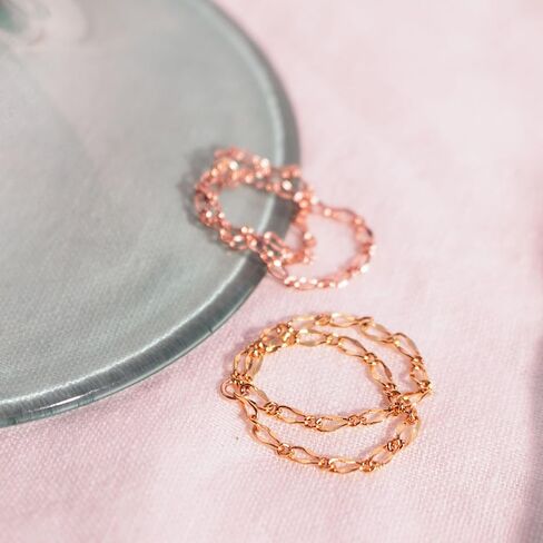 سلسلة متلازمة القلب خاتم مزدوج ذهبي دائم 16 قيراط سلسلة مزدوجة مطلية بالذهب الوردي، خاتم فضة مجوهرات دائمة in Kuwait