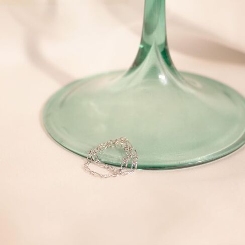 سلسلة متلازمة القلب خاتم مزدوج ذهبي دائم 16 قيراط سلسلة مزدوجة مطلية بالذهب الوردي، خاتم فضة مجوهرات دائمة in Kuwait