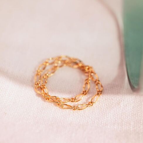 سلسلة متلازمة القلب خاتم مزدوج ذهبي دائم 16 قيراط سلسلة مزدوجة مطلية بالذهب الوردي، خاتم فضة مجوهرات دائمة in Kuwait