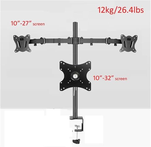 T902-B3 Full Motion 360 Degree 10"-27" Dual Monitor Desktop Stand + 32" Monitor Mounting Arm Can Bear 12kg PC Stand Clamp Base in Saudi Arabia