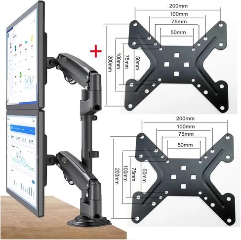 H180 Full Motion 22"-32" 34" Dual Monitor Computer Desk Stand Gas Spring Arm LCD TV Stand 2-12kg 200X200 200X100 in Saudi Arabia