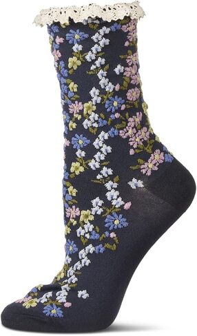 MeMoi Women's Liberty Floral Lace Cuff Crew Socks in Saudi Arabia