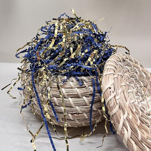 Crinkle Cut Paper Shred Filler (1/2 LB) for Easter Basket Grass Filler Decorations Gifts Craft DIY's Packaging, White & Gold Shredded paper for Gift Box, Wrapping & Basket Filling for Christmas, Halloween & Wedding Decorations (White & Gold） in Kuwait