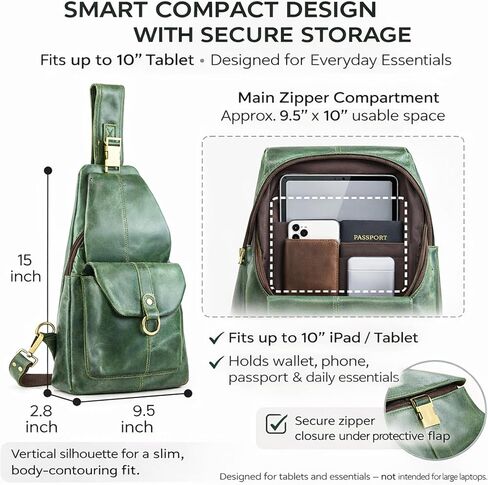 Handmade World Genuine Leather Crossbody Backpack Chest Shoulder Sling Bag Travel Hiking for Men Purse Daypack in Kuwait