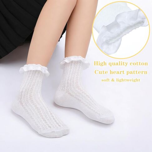 6Pcs Women Lace Socks Ruffle Frilly Socks Cotton Cute Princess Ankle Dress Sock for Ladies Gril in Kuwait