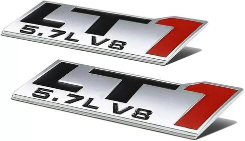 Pair Set LT1 5.7L V8 Engine Hood Trim Badge 3D Emblem Sticker Nameplate (Silver Black Red) in Saudi Arabia
