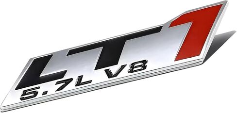 Pair Set LT1 5.7L V8 Engine Hood Trim Badge 3D Emblem Sticker Nameplate (Silver Black Red) in Saudi Arabia