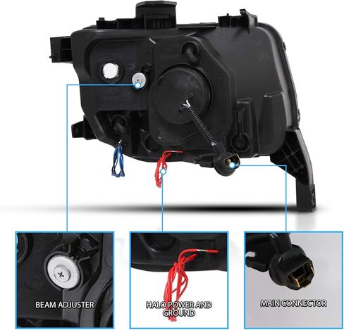 AmeriLite Projector Headlights Halo Black for Honda Element - Passenger and Driver Side in Saudi Arabia