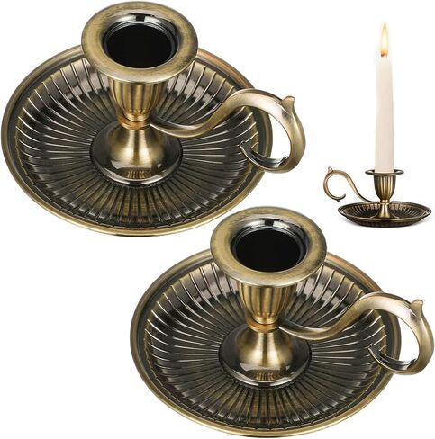 مجموعة حوامل شموع شمعدان عتيقة مكونة من 2 حامل شمعدان معدني أنيق لقطعة الطاولة المركزية، وحفلات الزفاف، وتناول الطعام، وديكور الحفلات in Kuwait