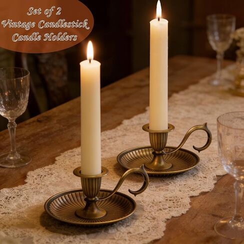 مجموعة حوامل شموع شمعدان عتيقة مكونة من 2 حامل شمعدان معدني أنيق لقطعة الطاولة المركزية، وحفلات الزفاف، وتناول الطعام، وديكور الحفلات in Kuwait