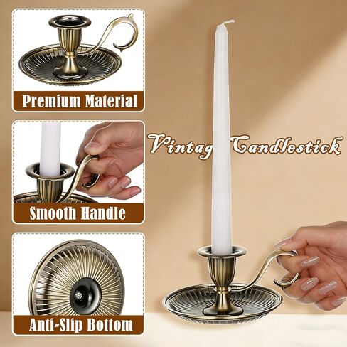 مجموعة حوامل شموع شمعدان عتيقة مكونة من 2 حامل شمعدان معدني أنيق لقطعة الطاولة المركزية، وحفلات الزفاف، وتناول الطعام، وديكور الحفلات in Kuwait