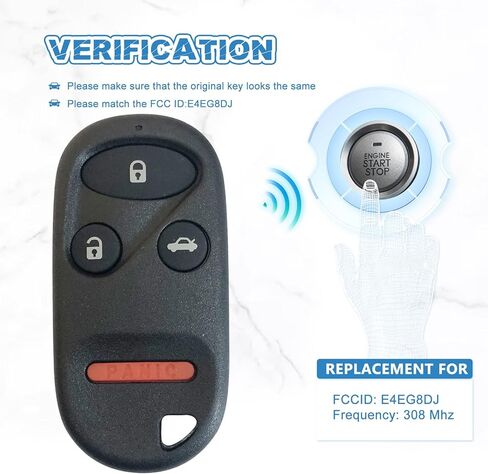 مفتاح فوب استبدال متوافق لهوندا CR-V 1997-2001 S2000 2000-2009 مفتاح السيارة الذكي دخول بدون مفتاح التحكم عن بعد E4EG8DJ 4 زر in Kuwait