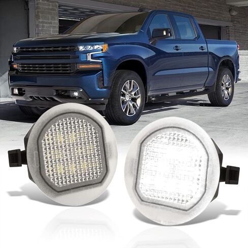 موزعي AJP أبيض SMD LED أسفل المرآة الجانبية مصابيح البركة زوج متوافق/استبدال لسيلفرادو سييرا سوبربان تاهو يوكون XL 2015 2016 2017 2018 2019 2020 2021 15 16 17 18 19 20 21 in Saudi Arabia