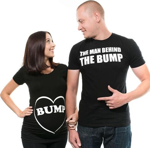 Silk Road Tees Couple Maternity T-Shirts Bump Dad and Mom Maternity Shirts New Baby Announcement Pregnancy T-Shirt in Kuwait
