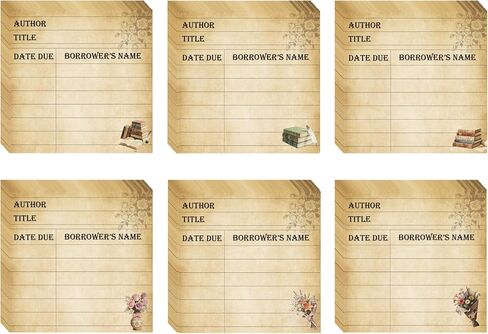 6 Set Vintage Design Library Due Date Note Sticky 2.95 x 2.95 inch Retro Self Adhesive Checkout Cards 300 Pag Reading List Tracker Bookmark Sticky of School Library Management Tools in Saudi Arabia