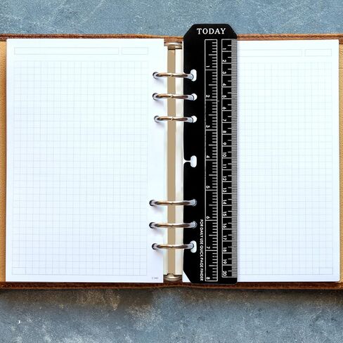 4 Pcs Bookmark Rulers, Black Plastic Page Marker Divider Pagefinder Measuring Today Ruler for A5 Size 7-Hole Binder Notebook(Black) in Saudi Arabia