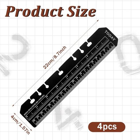 4 Pcs Bookmark Rulers, Black Plastic Page Marker Divider Pagefinder Measuring Today Ruler for A5 Size 7-Hole Binder Notebook(Black) in Saudi Arabia